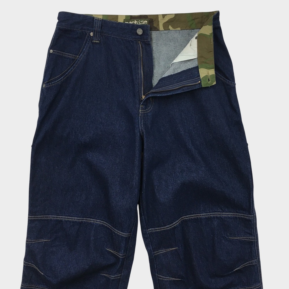 Machine Y2K Jeans Mens 34 Dark Baggy Carpenter Denim Camo Waistband Wide Leg